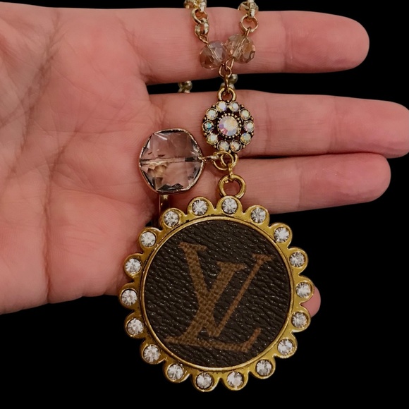 Upcycled Louis Vuitton necklace, recycled handbag , long necklace - Picture 1 of 9